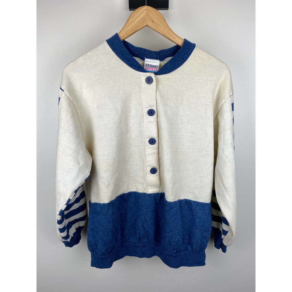 Winterset Vintage Long Sleeve Button up Striped Crewneck 80s/90s Women's - L